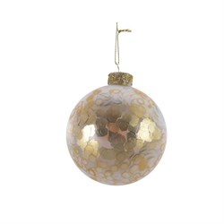 Стеклянный шар в блестками золотой d8cm - фото 80540