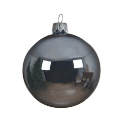 Стеклянный глянцевый елочный шар серебрянный 8см, 6шт в уп. - фото 80553