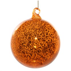 Шар стеклянный 10 см, античный блестящий оранжевый - фото 80716