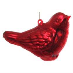 Птица подвесная красная 11 см стеклянная - фото 80718