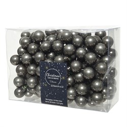 Гроздь стеклянных шаров на проволоке d2.0cм, 12шт по 12 шариков 144шт в уп., цвет: теплый серый - фото 80903