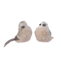 Птичка декоративная на зажиме, L6-W14-H8см, 2 в асс, светло-серая - фото 81012