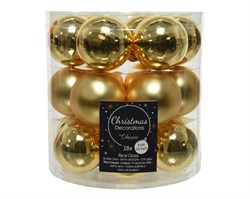 Набор стеклянных шаров d4см, 18шт, цвет: светло-золотой, глянцевый/матовый - фото 81053