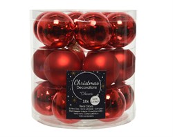 Набор стеклянных шаров d4см, 18шт, цвет: красный, глянцевый/матовый - фото 81054