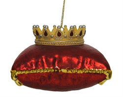 Подвеска стеклянная "Корона", L9.00-W9.00-H8.50см, красный/золотой - фото 81094