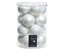 Набор стеклянных шаров эмаль матовый, зимний белый, д8см, 16 шт в уп - фото 81108
