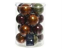 Набор стеклянных шаров эмаль матовый, зелено-коричневый, д 8см, 16 шт в уп - фото 81113