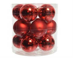 Набор шаров стеклянных d6cм эмаль/матовый, красный - фото 81114