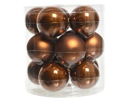 Набор шаров стеклянных d6cм эмаль/матовый, коричневый - фото 81115