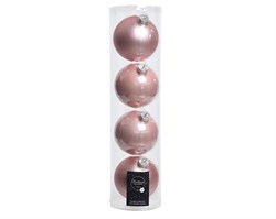 Набор стеклянных шаров d10см, эмаль/матовый, цвет: розовый, 4 шт в уп - фото 81119