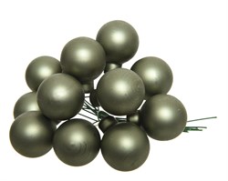 Гроздь стеклянных шаров на проволоке d2.5cм, 12шт по 12 шариков 144шт в уп., цвет: матовый зеленый м - фото 81167