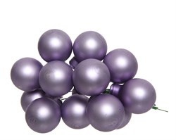 Гроздь стеклянных шаров на проволоке d2.5cм, 12шт по 12 шариков 144шт в уп., цвет: матовый лавандовы - фото 81171