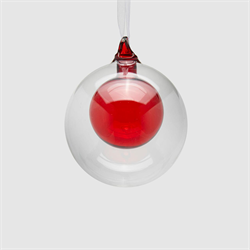 Стеклянный шар двойной красный/прозрачный D10 - фото 81237