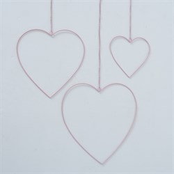 Сердца  подвесные Amor, набор из 3-х шт.,L20xW0,4xH19/L30xW0,4xH29/L35xW0,4xh35см, железные светло-р - фото 81899