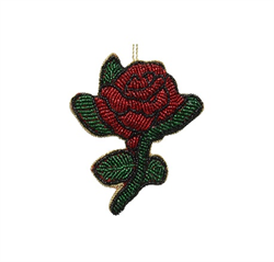 Ёлочное украшение Роза Бисер Красный 11cm - фото 81991