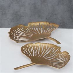 Блюдцо декоративное лист Ginkgo набор из 2 шт H7-9cm материал: железо цвет:золотой - фото 82161