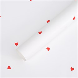 Матовая пленка "Love", 65 микрон 58смх10м, цвет белый/красный - фото 82665