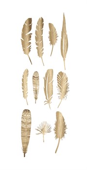 Декоратинвый элемент перья, цвет:золотой, материал: дерево L25 cm, В наборе 22шт - фото 82735
