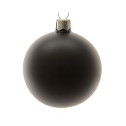 Стеклянный матовый елочный шар чёрный 15см - фото 83225