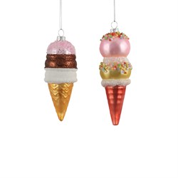 Елочное украшение мороженое розовое 2 вида ассорти - h16xd5,5см. - фото 83371