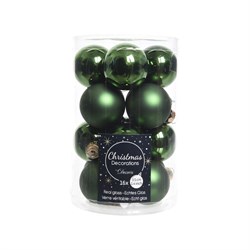 Набор стеклянных шаров d3.5см, 16шт, цвет: зеленый, глянцевый/матовый - фото 83549