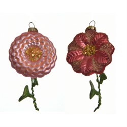 Елочное украшение "Цветок" 2 вида ,L1.5-W5-H12.5cm, стекло - фото 83550