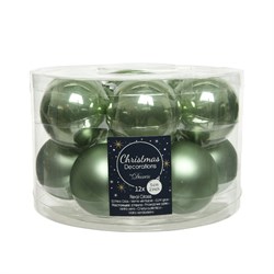 Набор шаров стеклянных d5 см, (12шт) эмаль/ матовый , цвет: зеленый шалфей - фото 83656