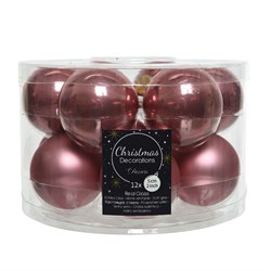 Набор шаров стеклянных  d5 см, (12шт) эмаль/ матовый , цвет: бархатный розовый - фото 83659