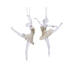 Елочное украшение "балерина", пластик, 2 вида  L4.5-W9-H13cm - фото 83693