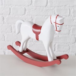 Декоративная фигурка Лошадка-качалка Thassilo, H 22,00 см, красно-белая - фото 83808