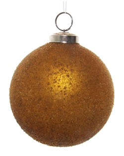 Стеклянный шар засахаренный янтарный, 10 см - фото 84761