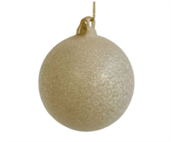 Стеклянный шар античный матовый кремовый с золотом, 8 см - фото 84796