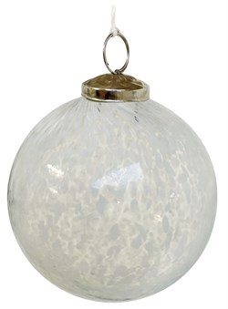 Стеклянный шар прозрачный с белыми точками, 10 см - фото 84799