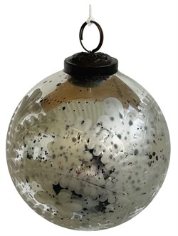 Стеклянный шар античный серебряный, 12 см - фото 84804