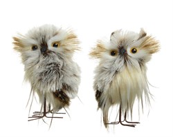 Сова в ассортименте 2 вида, глиттер, снег, L.6cm x W.7cm x H.12cm, коричневый - фото 85843