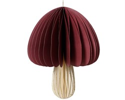 Подвеска гриб бумажный, dia20cm x H.26cm, цвет темный mauve с глиттерной окантовкой - фото 85862