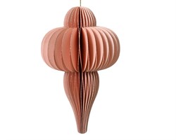Подвеска декоративная бумажная  dia4.8cm x H.8cm, цвет розовый с окантовкой шампань - фото 85925