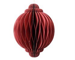 Подвеская луковица бумажная dia15cm x H.20cm цвет красный с окантовкой шампань - фото 85930