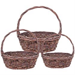 Корзина плетеная (ива), 22x15xH8,5/25 см - 33x26xH13/35 см, набор (3 шт), (Натуральный) - фото 86198