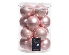 Набор стеклянных шаров эмаль матовый, пудровый розовый, д 8см, 16 шт в уп