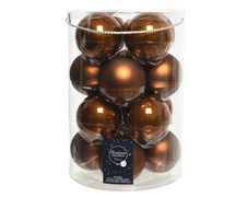 Набор стеклянных шаров эмаль матовый, коричневый, д 8см, 16 шт в уп