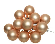 Гроздь стеклянных шаров на проволоке d2.5cм, 12шт по 12 шариков 144шт в уп., цвет: матовый карамельн