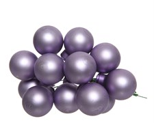 Гроздь стеклянных шаров на проволоке d2.5cм, 12шт по 12 шариков 144шт в уп., цвет: матовый лавандовы