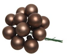 Гроздь стеклянных шаров на проволоке d2.5cм, 12шт по 12 шариков 144шт в уп., цвет: матовый коричневы