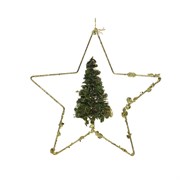 Звезда подвесная  d 30-H 6 см, железный блеск зеленый/золотой