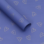 Матовая пленка "Воздушные сердца", 65 микрон 58смх10м, цвет синий