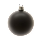 Стеклянный матовый елочный шар чёрный 15см