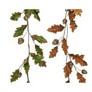 Гирлянда из дубовых листьев бархатная, L2-W20-H130см, 2 вида зеленая/коричневая