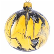 Шар стеклянный ручной работы желто-черный с размытием ø80 17111