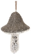 Стеклянный гриб, сверкающий старинным серебром, 9 см